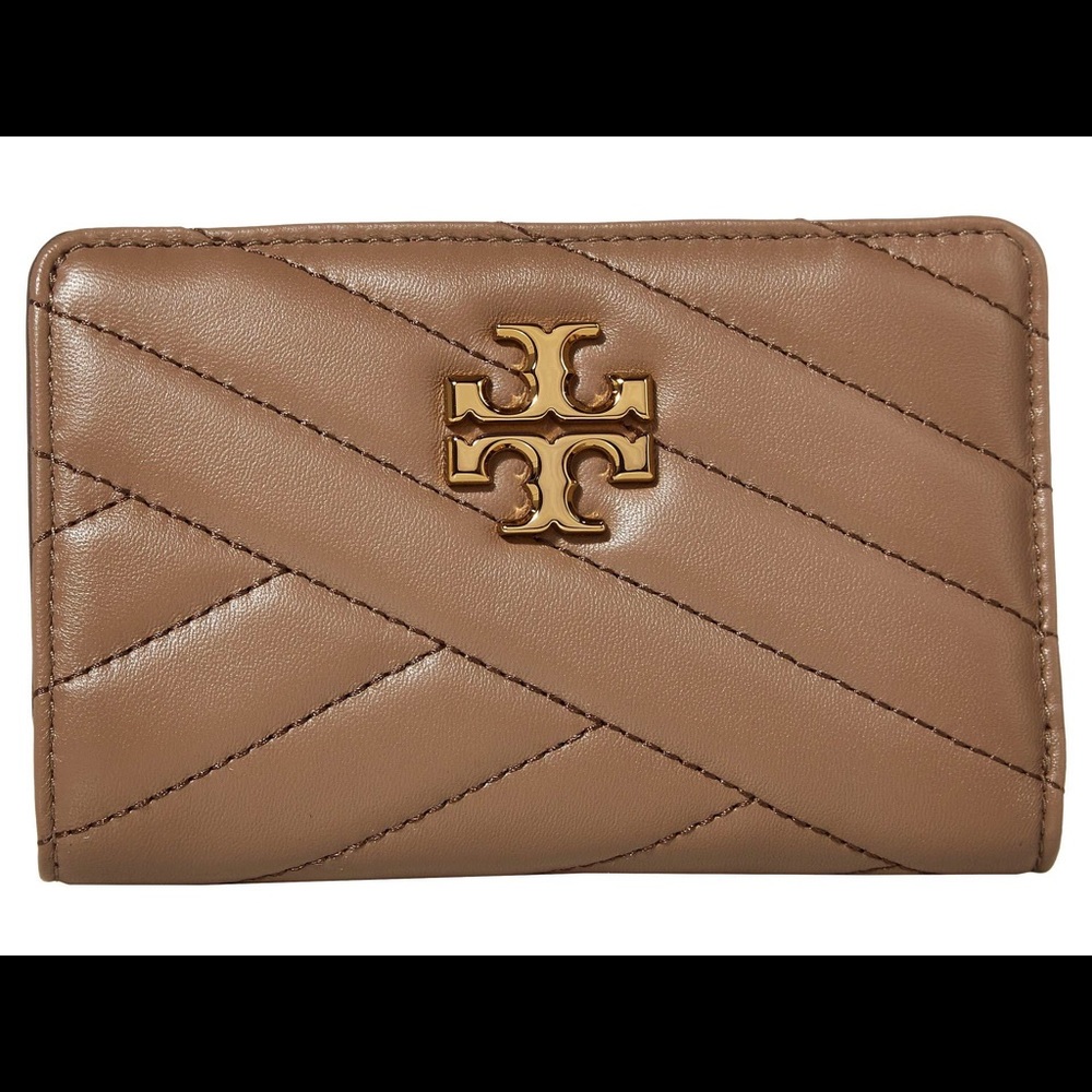 Tory Burch Brown Quilted Wallet with Gold Emblem